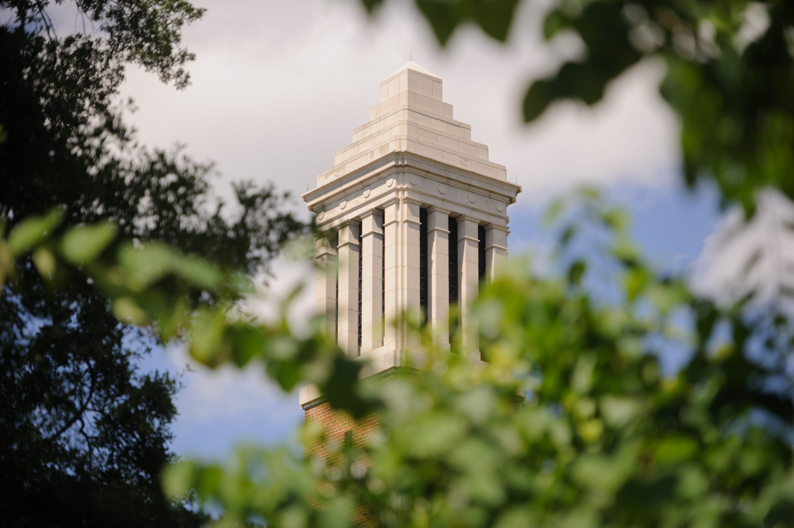 View of Denny Chimes through trees