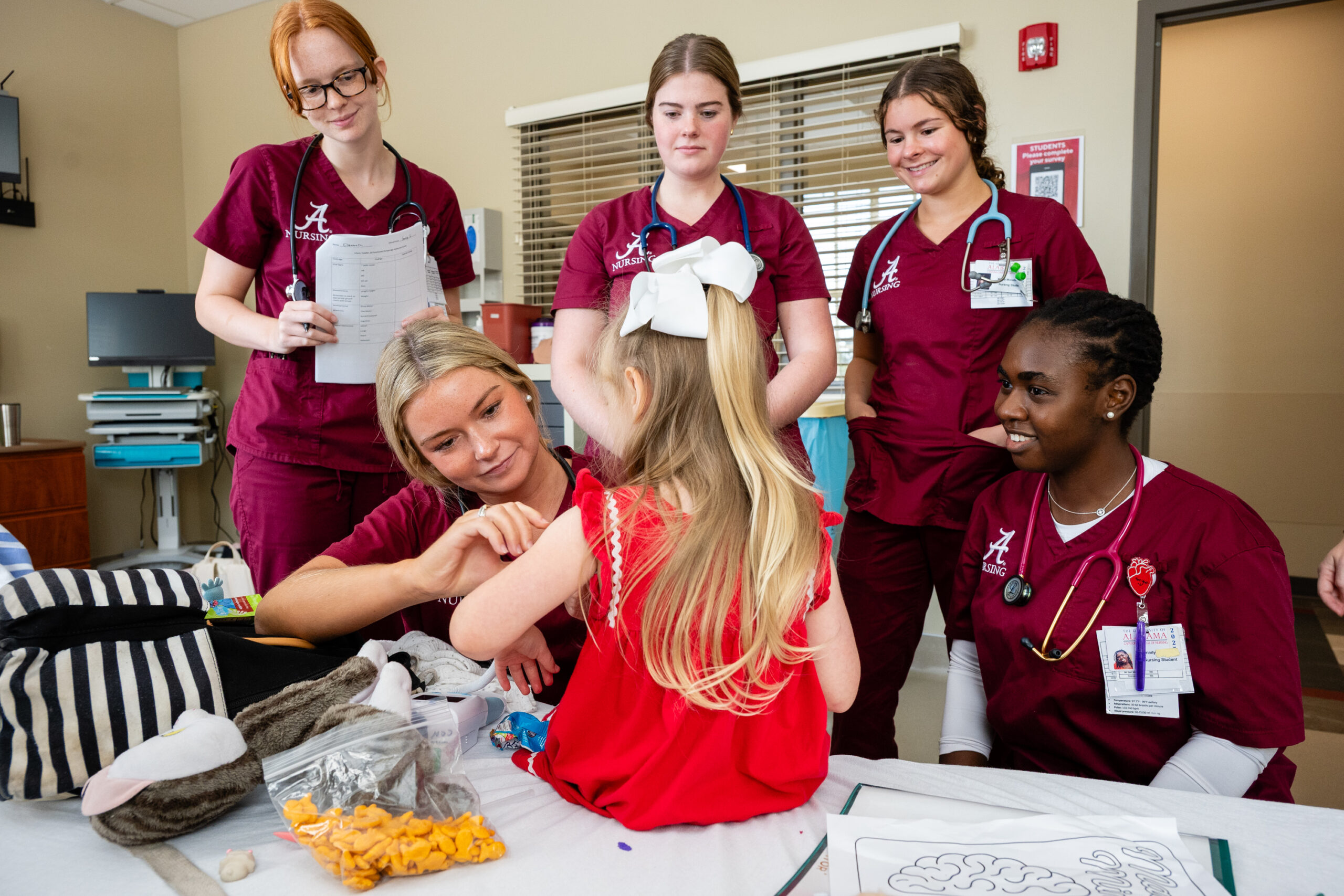 Image of students with simulated patient.