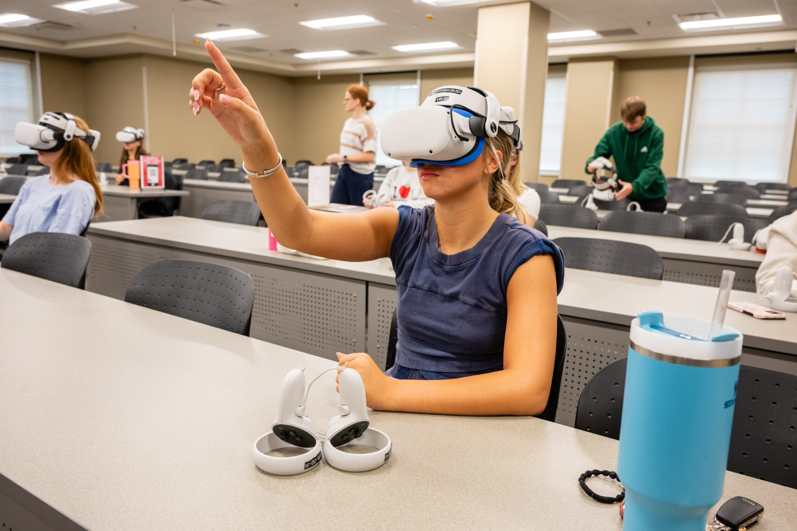 Image of student in VR headset.